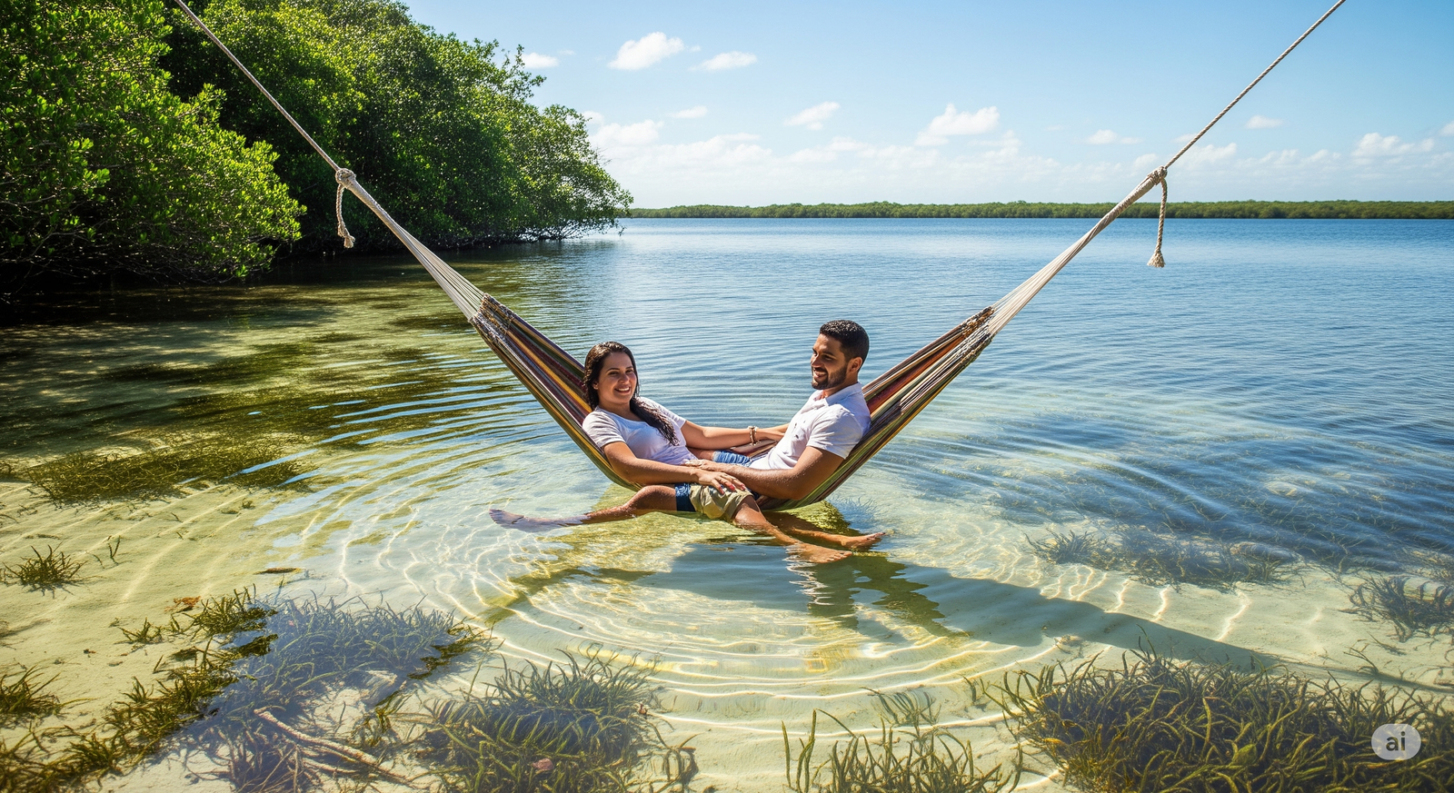 Relaxando em uma lagoa paradisíaca